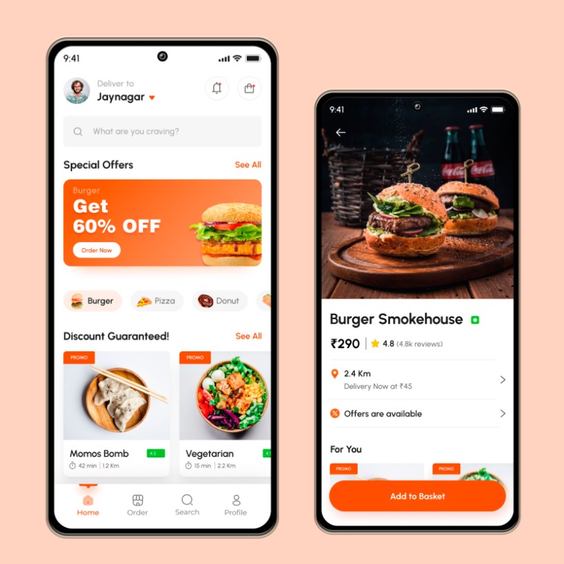 Food delivery app design