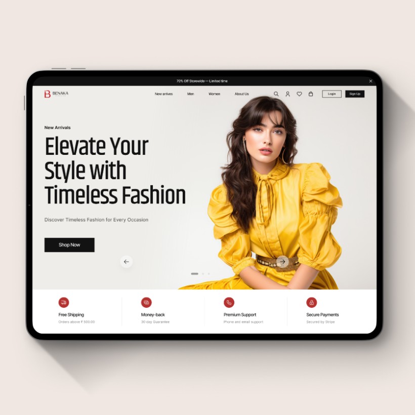 Benaka Clothing on tablet
